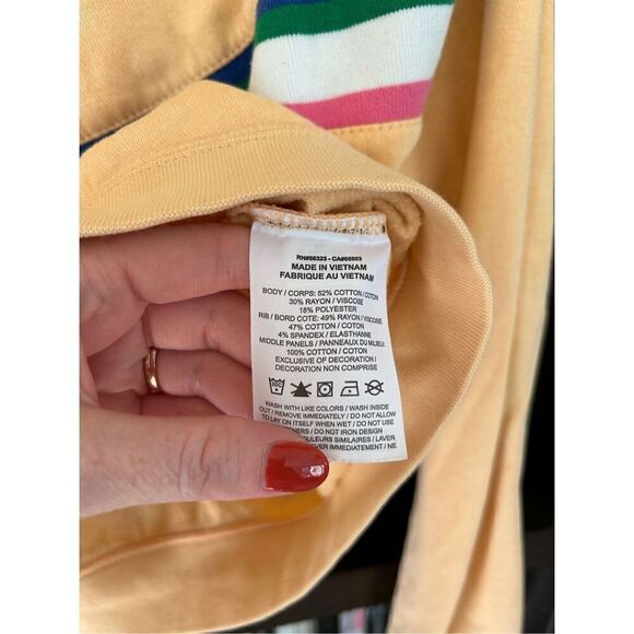 Nike Women’s Peach Orange Striped Heritage Pullover Sweatshirt Size XS - Picture 5 of 9